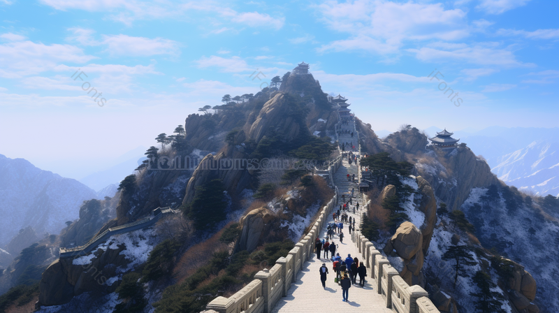 碧空万里泰山风景区户外攀爬背包爬山,高清,摄影图,摄影图片,图片大全,摄影图免费下载